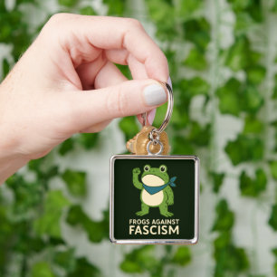 Frogs Against Fascism Portland Frog Protest Key Ring