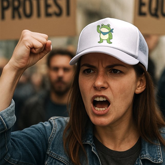 Frogs Against Fascism Portland Frog Protest Trucker Hat (Creator Uploaded)