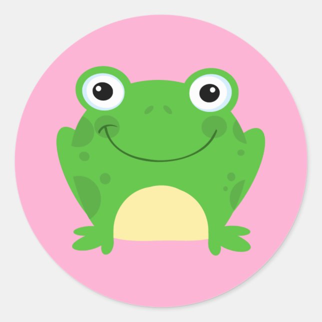 Frogs Amphibian Green Cute Classic Round Sticker (Front)