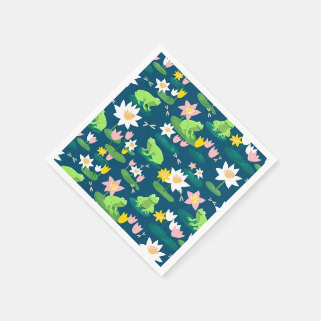 Frogs and Lily Pads Cute BABY SHOWER Birthday Kids Napkin (Corner)