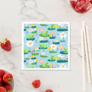 Frogs and Lily Pads Cute BABY SHOWER Birthday Kids Napkin