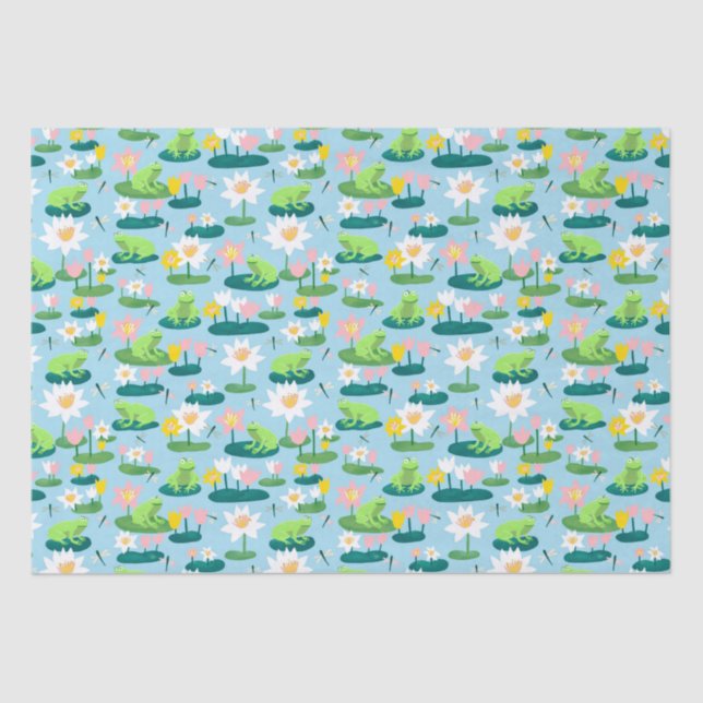 Frogs and Lily Pads Cute BABY SHOWER Birthday Kids Tissue Paper (Front)