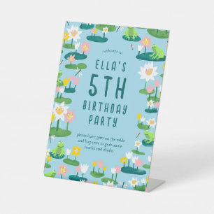 Frogs and Lily Pads Cute Birthday Party Pedestal Sign