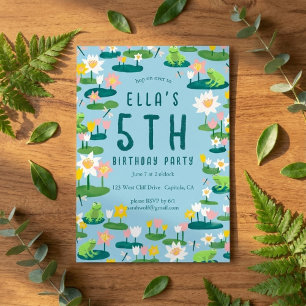 Frogs and Lily Pads Cute CUSTOM BIRTHDAY PARTY Invitation