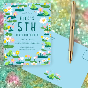 Frogs and Lily Pads Cute CUSTOM BIRTHDAY PARTY Postcard