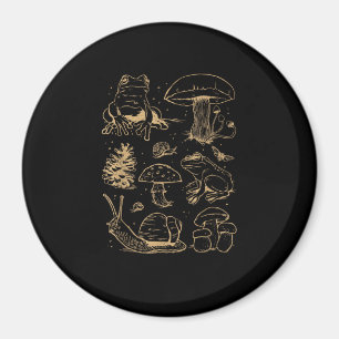 Frogs And Mushrooms Vintage Sketch – Aesthetic Gob Magnet