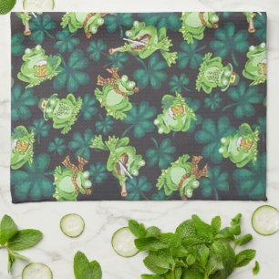 Frogs and Shamrocks Tea Towel