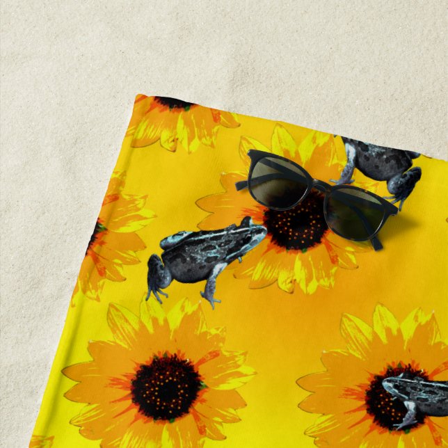 Frogs And Sunflowers, Beach Towel (In Situ)