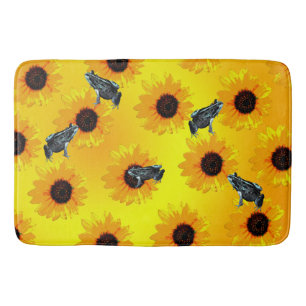 Frogs And Sunflowers, Memory Foam Bathmat