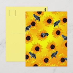 Frogs And Sunflowers, Postcard
