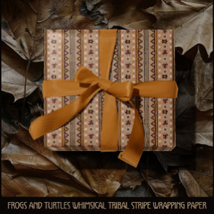 Frogs and Turtles Whimsical Tribal Stripe Wrapping Paper
