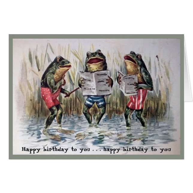 Frogs Birthday Song Happy Birthday Card (Front Horizontal)
