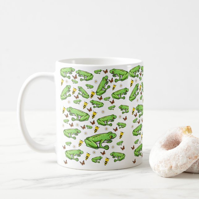 Frogs Butterfly Bumblebee Mug (With Donut)