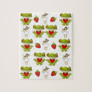 Frogs Chickens Strawberry Jigsaw Puzzle