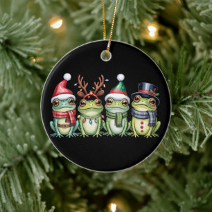 Frogs Christmas Frog Lover Cute Santa Animals Ceramic Tree Decoration