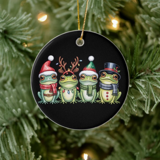 Frogs Christmas Frog Lover Cute Santa Animals Ceramic Tree Decoration (Tree)
