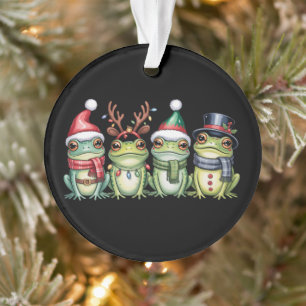 Frogs Christmas Frog Lover Cute Santa Animals Ornament
