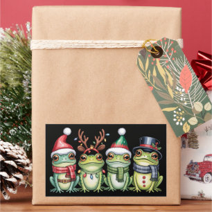 Frogs Christmas Frog Lover Cute Santa Animals Rectangular Sticker