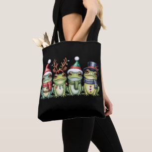 Frogs Christmas Frog Lover Cute Santa Animals Tote Bag