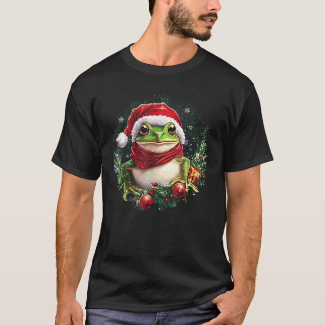 Frogs Christmas Santa Claus Frog  T-Shirt (Front)