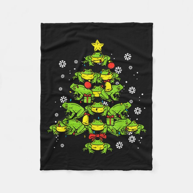 Frogs Christmas Tree Animal Xmas Women Men Kids  Fleece Blanket (Front)