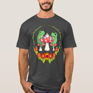Frogs Drinking Tea Mushroom Aesthetic Frog Cute T-Shirt