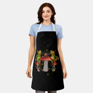 Frogs Drinking Tea Mushroom Cottagecore Aesthetic Apron
