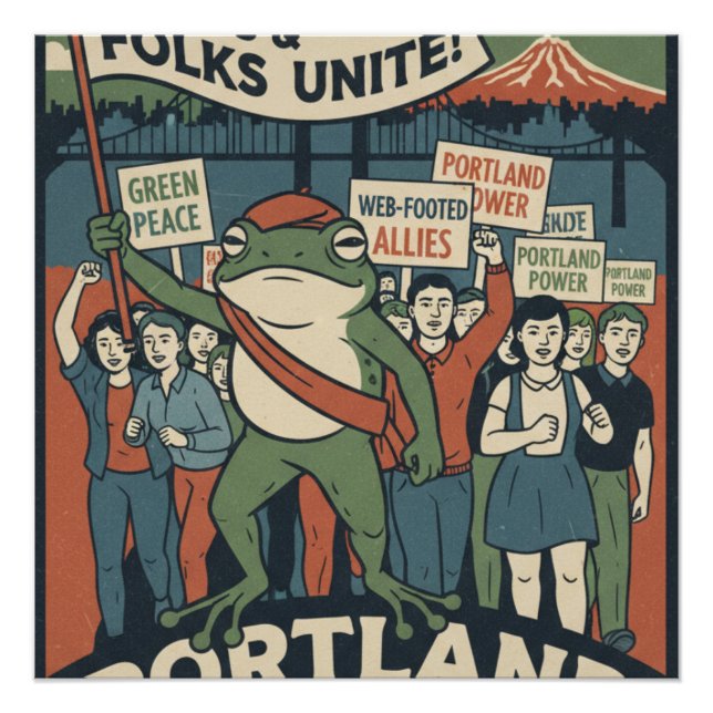 Frogs & Folks Unite – Portland Solidarity Poster (Front)