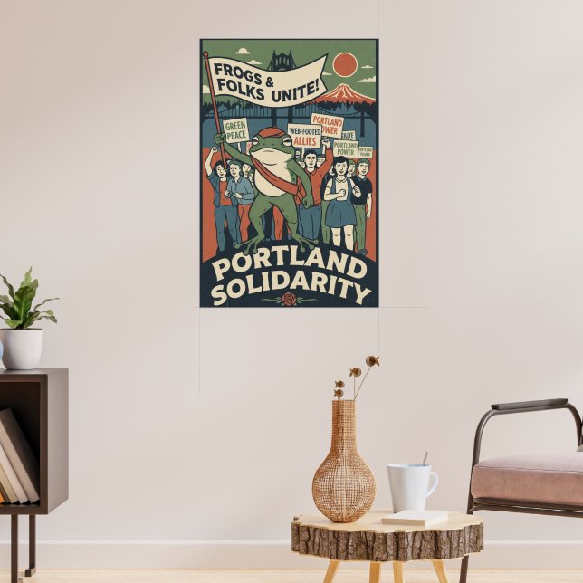 Frogs & Folks Unite – Portland Solidarity Poster (Living Room 3)