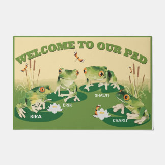 Frogs Font Porch Mat, Frog Family Welcome Mat