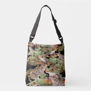 Frogs Galore Multicolored Crossbody Bag