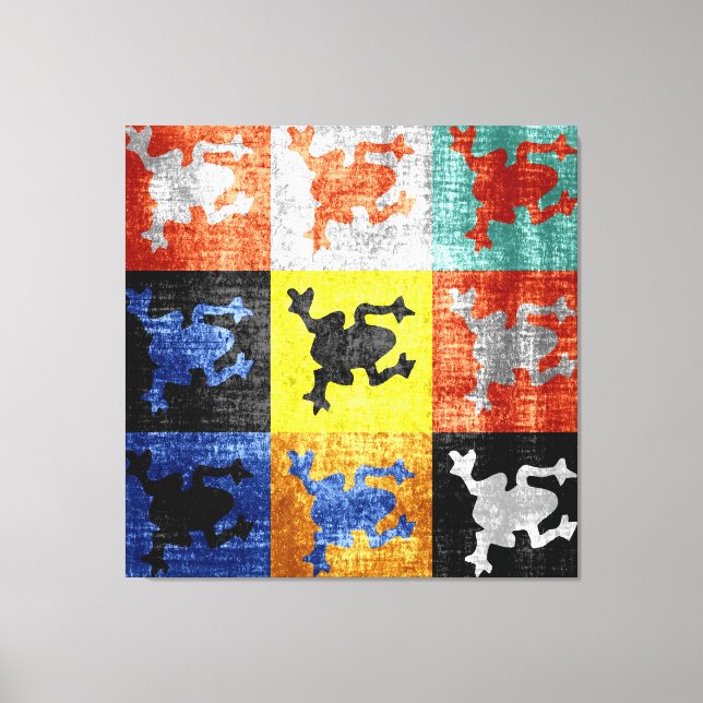 Frogs grunge art canvas print (Front)