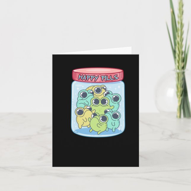 Frogs Happy Pills Sticker  Card (Front)