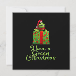 FROGS, HAVE A GREEN CHRISTMAS, CHRISTMAS FROG HOLIDAY CARD