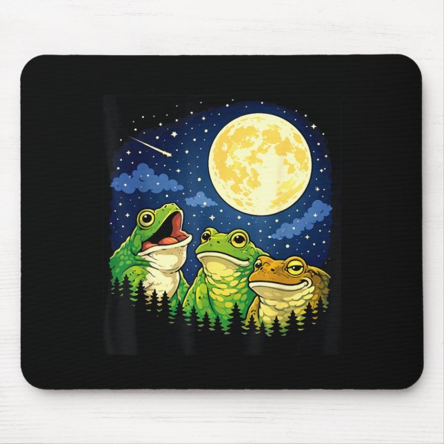 Frogs howling moon meme mountains pines nature mouse mat (Front)