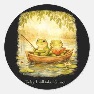 Frogs i will take life easy peaceful calm nature classic round sticker