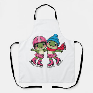 Frogs Ice Skating Apron