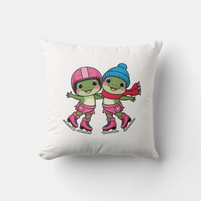 Frogs Ice Skating Cushion (Front)