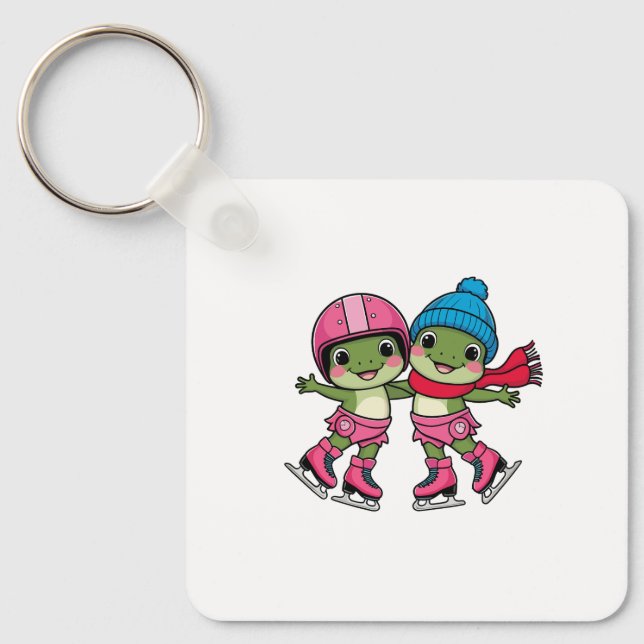 Frogs Ice Skating Key Ring (Front)