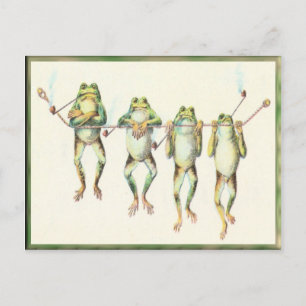 Frogs in a Line Post Card