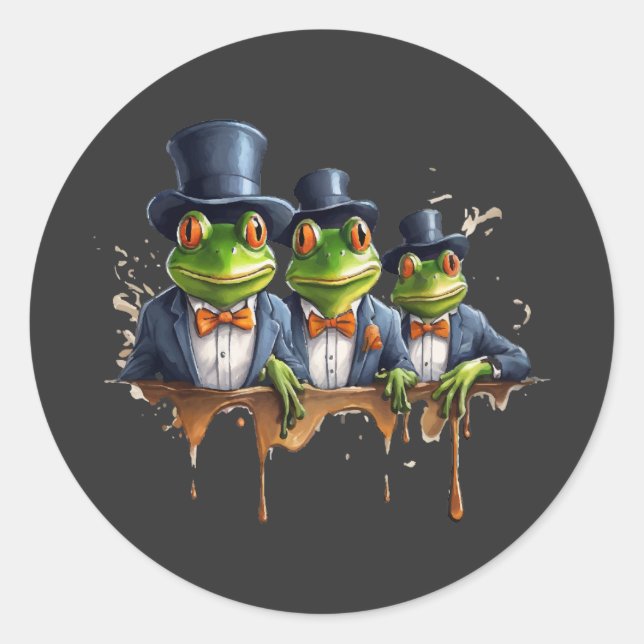 Frogs in Elegance Classic Round Sticker (Front)