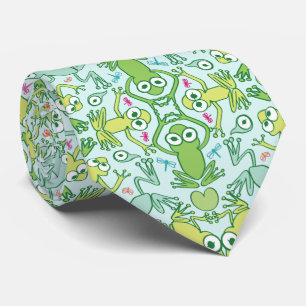 Frogs in every corner of this slimy pattern design tie