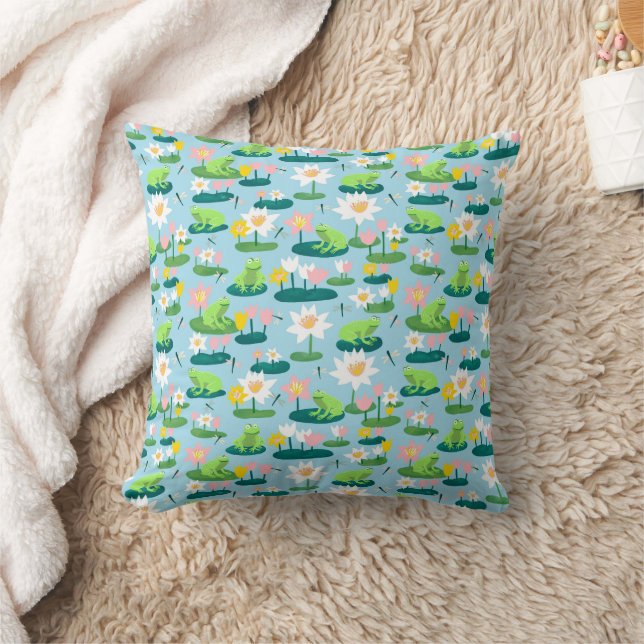 Frogs & Lily Pads Cute Nursery Baby Kids Playroom Cushion (Blanket)