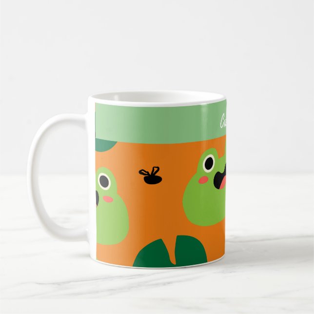 Frogs & Lily Pads editable text Coffee Mug (Left)