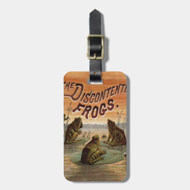 Frogs Lily Pads Moon Illustration Luggage Tag (Front Vertical)