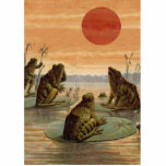 Frogs Lily Pads Moon Illustration Standing Photo Sculpture<br><div class="desc">Vintage Frogs sitting on Lily Pads during Sunset and the Moon - This vintage frog illustration is based on an antique frog painting that was published in a book in the late 1800s. The group of vintage froggies are sitting around, doing what all good Victorian frogs do -- lazing on...</div>