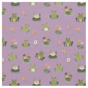 Frogs & Lily Pads on Light Purple Fabric