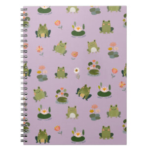 Frogs & Lily Pads on Pinkish Purple Notebook