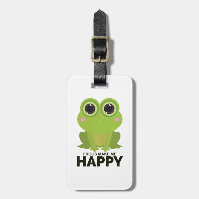 Frogs Make Me Happy Luggage Tag (Front Vertical)