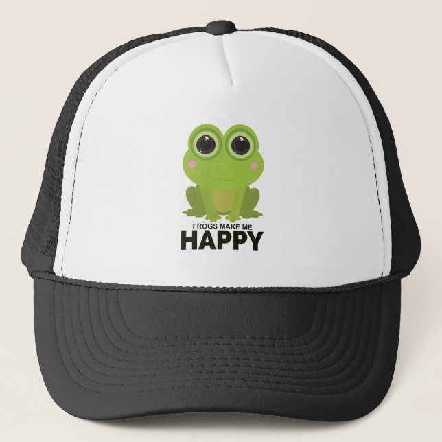 Frogs Make Me Happy Trucker Hat (Front)